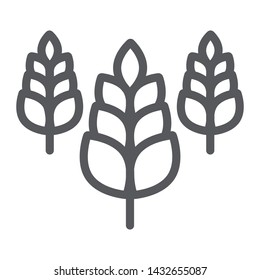 Spikelet line icon, farm and agriculture, wheat sign, vector graphics, a linear pattern on a white background, eps 10.