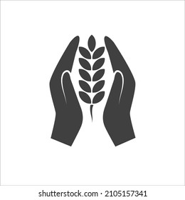 spikelet logo in hands on white background