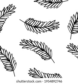 spikelet seamless pattern. hand drawn doodle style. vector, minimalism, monochrome, sketch. wrapping paper, textile background label grain harvest