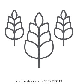 Spikelet thin line icon, farm and agriculture, wheat sign, vector graphics, a linear pattern on a white background, eps 10.
