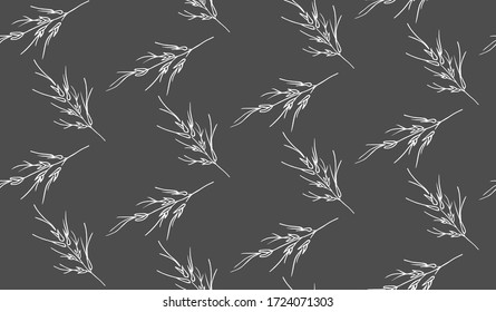 Spikelet vector seamless pattern in hand-drawn style. Simple fabric design. Nature print.
