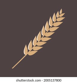 Spikelets of beige wheat on a dark background. Cultivation of environmentally friendly grain crops on collective farms, collective farms. Print on clothes, decorative pillows, kitchen textiles. Vector