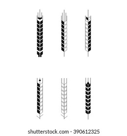 Spikelets black. Wheat ear icon - vector