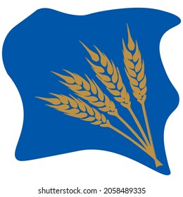 spikelets on a blue background. Minimalist style.