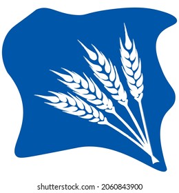 Spikelets on a blue background. Minimalist style.