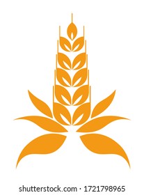 Spikelets organic agriculture and agronomy, isolated icon of ear of wheat. Symbol of bakery shop or culinary label with no gluten sign. Harvesting in autumn, rustic culture crops, vector in flat