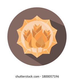 spikelets of wheat cereal emblem block and flat icon vector illustration