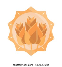 spikelets of wheat cereal emblem flat icon design vector illustration