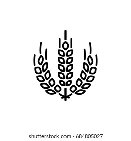 Spikelets of wheat icon, logo, line sign, vector illustration of Eps10