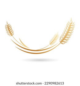 	
Spikelets of wheat, rye, barley. Golden icon, elegant design, vector	
