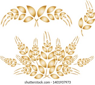 spikelets of wheat set gold isolated vector