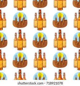 Spikes and bottles with a drink seamless pattern. Background for design of packaging, cover, textiles, wallpaper.