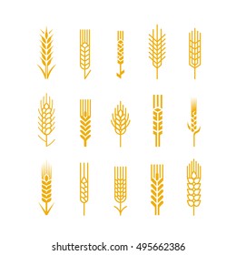 Spikes vector silhouette icon collection.
Design Elements for Logo Bread Bakery Beer Brewery Whisky business.