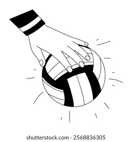 Spiking volleyball illustration in drawing style 

