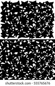 Spiky abstract shapes overlapping, in two versions