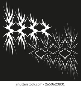 Spiky abstract shapes. White sharp forms. Dark background texture. Vector grunge elements.