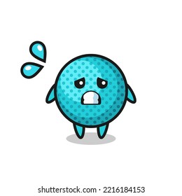 spiky ball mascot character with afraid gesture , cute design