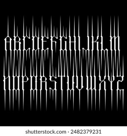 Spiky blackletter typeset. Gothic vector font.