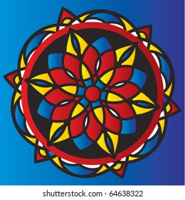 spiky bright abstract symmetrical pattern - Stained Glass