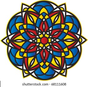 spiky bright abstract symmetrical pattern - Stained Glass