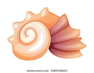 Spiky conch seashell vector cartoon illustration isolated on white background