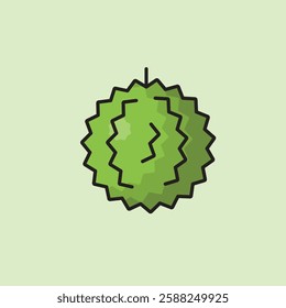 A spiky durian fruit vector illustration with a partially opened shell.