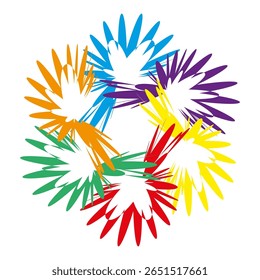 Spiky flower icon. Radiant burst Vector. Jagged petal ring. Bright abstract pattern.