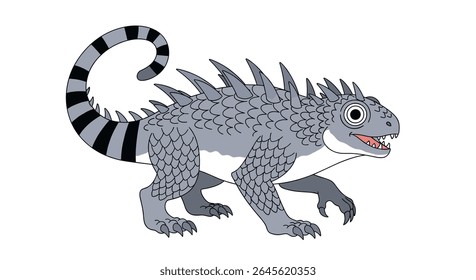 A Spiky Gray Creature with a Striped Tail