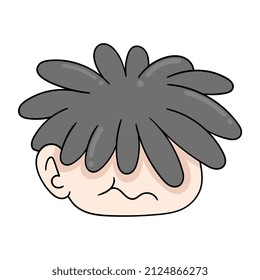 spiky hair baby head, vector illustration carton emoticon. doodle icon drawing