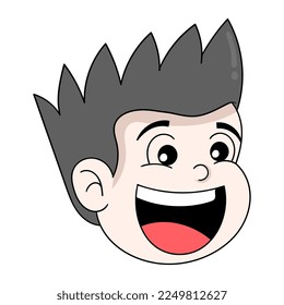 the spiky haired boy head emoticon is looking cool. vector design illustration art