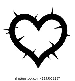 spiky heart silhouette logo icon flat vector illustration clipart