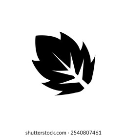 Spiky Leaf, Plant Herb Solid Flat Vector Icon Isolated on White Background.