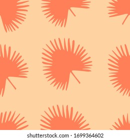 spiky leaves seamless pattern on pastel color background