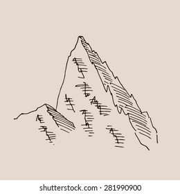 Spiky Mountain Sketch Hand Drawing Engraving Stock Vector (Royalty Free ...