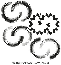 Spiky S icons. Rough gear pattern. Textured loop Vector. Stark white design.