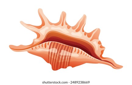 Spiky seashell vector cartoon illustration isolated on white background 