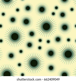 spiky seeds floating seamless pattern in black and ivory 