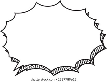 Spiky speech bubble with hand-drawn shadows, painted white