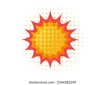 A spiky speech bubble with red and yellow colors. Isolated Vector Illustration