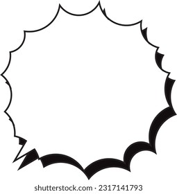 Spiky speech bubble with shadow Frame only