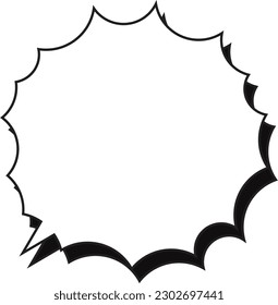 Spiky speech bubble with shadow, painted white