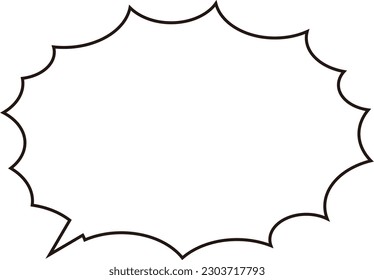 Spiky speech bubble, solid line, painted white