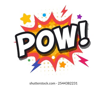 a spiky speech bubbles with text pow. isolated Vector Illustration