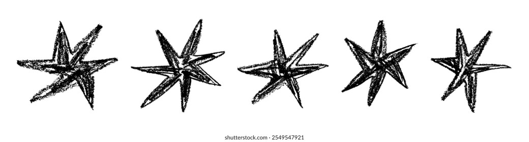 Spiky star scribble with irregular, pointy shape and abstract spark design. Sharp, random edges. Flat vector illustration isolated on white background.