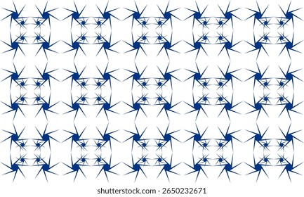 Spiky star quadrado Padrão geométrico sem costura com estrelas azuis xadrez fundo. Ilustração de vetor, repita o projeto de padrão de estrela para impressão de tecido, padrão de estrela