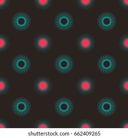 spiky stars grid seamless pattern in brown and blue shades
