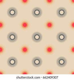 spiky stars grid seamless pattern in ivory and red shades