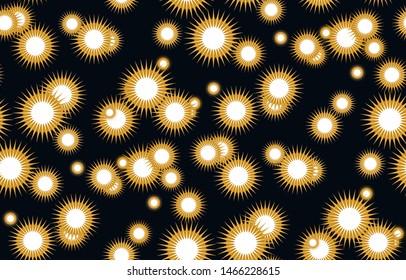 spiky stars seamless pattern in black gold white shades