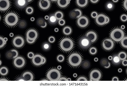 spiky stars seamless pattern in black silver shades