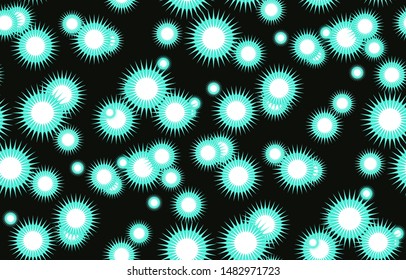 spiky stars seamless pattern in black turquoise white shades